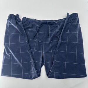 Albion Fit Jetsetter Joggers Navy Blue Windowpane Ankle Zip Women's Size M